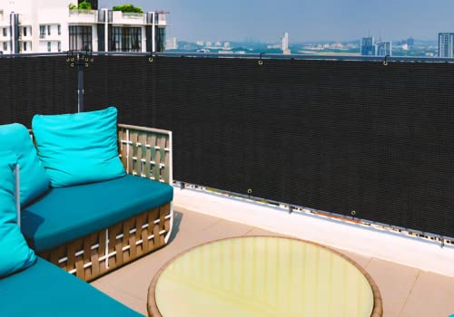Sunnyroyal 3'X15' Balcony Privacy Fence Apartment Uv Protection Screen Fence Windscreen Cover For Balcony Porch Deck Outdoor Patio Backyard With Zip Ties (Black) #TOP5