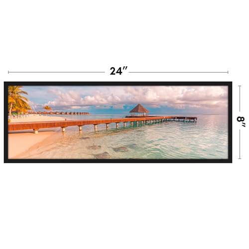 Image of Americanflat 8x24 Picture Frame with Polished Plexiglass - Streamline Collection - Thin Border Panoramic Picture Frame for Wall Display - Hanging Hardware Included - Black