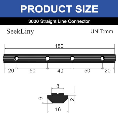 Image of 24pcs Seekliny 3030 Staight Connector Corner Bracket Joint Plate 3030 Hardware T-Slotted Accessories with Screws for 8020 Aluminum Profile 3D Printer Accessories Black