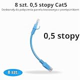 RIIEYOCA Krótkie kable krosowe Ethernet Cat5e 0,15 metra, RJ45 kable sieciowe LAN bez haka dla routerów, modemów, przełączników, serwerów (8-pack w mieszanych kolorach)