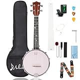 Banjo-ukelele Mulucky de 4 cuerdas, tamaño concierto, 23 pulgadas, parte trasera de madera maciza cerrada, con kit para principiantes - MBU-806