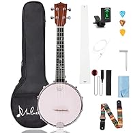 ♪ Signature Sound: WeatherKing synthetic head + nylon strings for crisp banjo twang with ukulele warmth ♪ Sapele Wood Craft: 23" dark brown satin-finished body, enhanced resonance and humidity resistance ♪ Pro Travel Kit: Includes padded gig bag, cli...