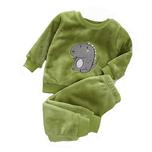 Fleece Schlafanzug Kinder Baby Flannel Zweiteiliger Schlafanzug Kleinkind Mädchen Jungen Niedliche Dino Pyjama Set Winter Fleece Schlafanzüge...