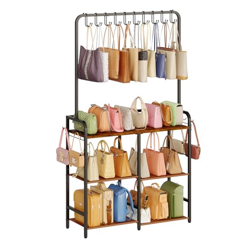 Hayexiha 3-Tier Double-Row Handbag Rack