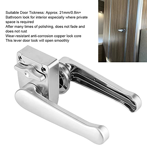 Image of Qiilu RV Door, RV Door Locks for Travel, Locking Door Levers Toilet Bathroom Bedroom Handle Knob Polished Chrome for RV Yacht