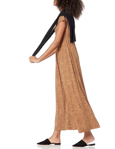 Image of Amazon Essentials Women's V Neck Short Sleeve Waisted Maxi Dress (Available in Plus Size)