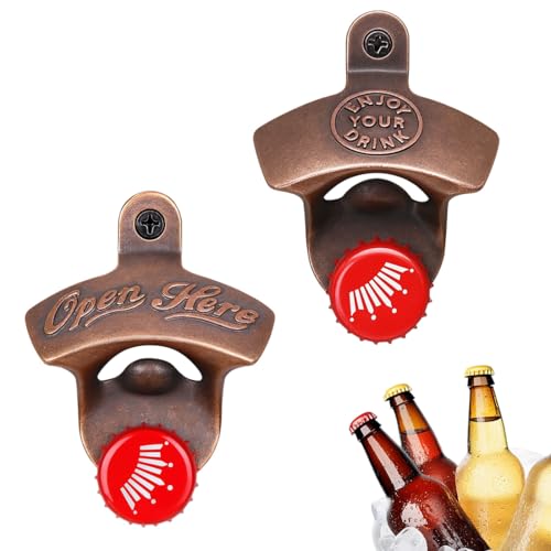 2 Pezzi Apribottiglie da Parete Magnetico, Apribottiglie Parete Vintage, Apribottiglie Magnetico, Idee Regalo Uniche, Regali Birra per Uomo, Regali Divertenti Originali
