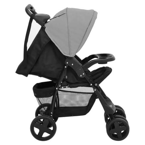 Vidaxl Passeggino 3 In 1 Grigio Chiaro E Nero In Acciaio - 9