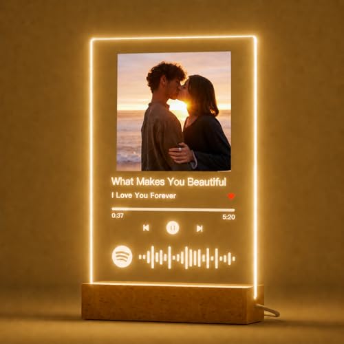 DPDP Spotify Glas personalisiert mit Foto Song Cover Plaque aus Acryl Musik Bilderrahmen personalisiert Fotogeschenk zum Jahrestag Geburtstag Valentinstag für Frauen Männer