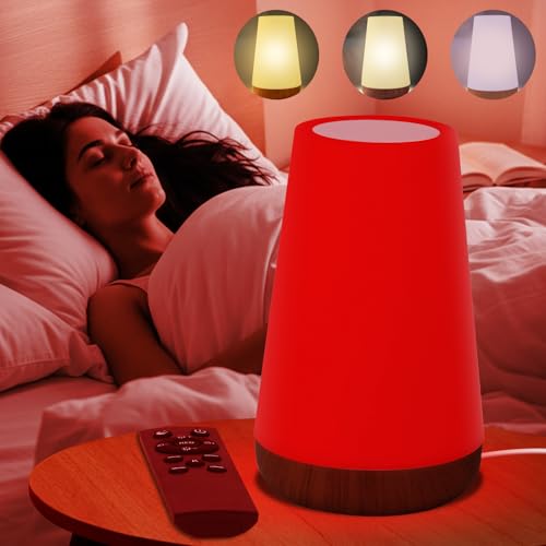 WVMNQO Red Night Light for Sleep 670nm Night Lamp with White Light 3000K-6500K & Timer Portable Red Reading Light for Bedroom Touch/Remote Control 360 Illumination Stepless Dimmable Hangable
