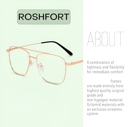 Image of Roshfort Men and Women Wonder Metal Full Rim Square Shape Eyeglasses Anti Reflective Eyewear Spectacles Frame