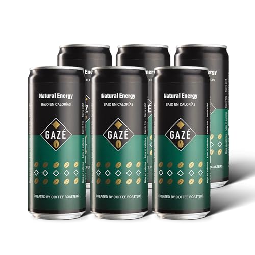 GAZÉ - Refresco con Café Natural 6 Latas x 330 ml, Aporte de Energía, Bajo en Calorías, Bebida Refrescante con Ingredientes Naturales, sin Colorantes, Listo para Tomar, Creado por Tostadores de Café