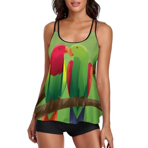 Maillot de bain tankini perroquet femme robe plage et shorty