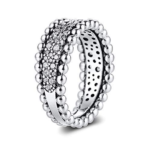 Bague de bande pavée de perles femmes argent 925 compatible bracelets originaux