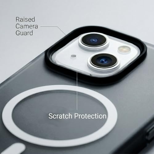 Image of amazon basics Luxury MagSafe Compatible Magnetic Case for iPhone 15 | Soft Touch Matte Pastel Finish | Shockproof Back Cover with Camera Protection (Black)