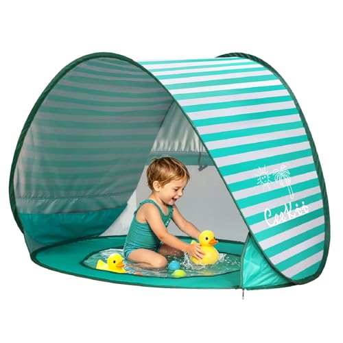 CeeKii Tienda de Playa Bebé Pop up con Piscina, Carpa Playa Bebe Protección UV 50+,Carpa Plegable Portátil para Playa y Parque,Tienda 120 x 80 x 70 cm