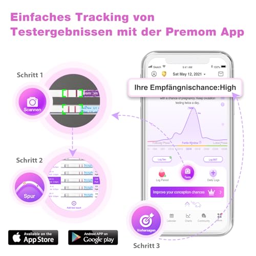 Image of Easy@Home Ovulation Test Strips Powered by Premom Ovulation Predictor APP, FSA Eligible, 40 Ovulation Test and 10 Pregnancy Test Strips, 40LH +10HCG | Package May Vary (Pack of 2)