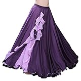 ROYAL SMEELA Chiffon Belly Dance Skirt Slit Tribal Bellydance Skirts Belly Dancer Costumes for Women Carnival Outfit Purple