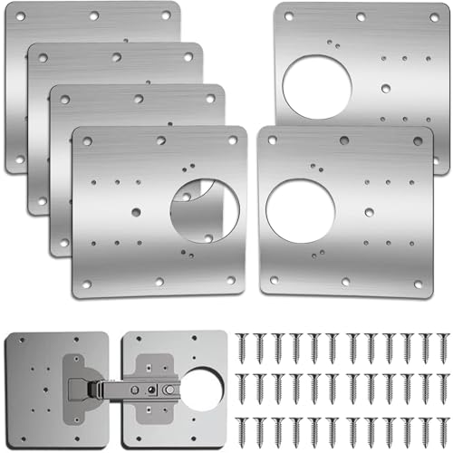 Armario placa de reparación de bisagras，reparación con tornillos de fijación para muebles de madera, cocina, armarios, muebles (6)