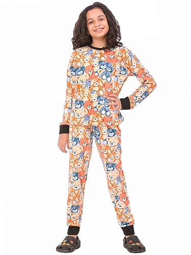 Image of Ninos Dreams Cotton Girls Full Sleeves Coord Set ! Night Suit for Girls ! Tshirt with Jogger Set
