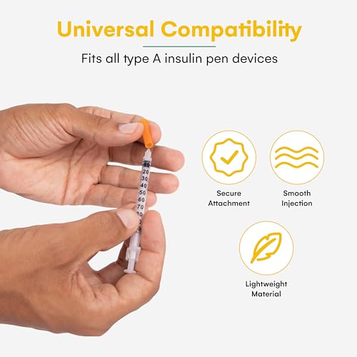 Care Touch Pack of 100 Insulin Syringes with Needle - 30G 5/16\" (8 mm) 1 mL - Pre-Lubricated, Sterile - Disposable Surgical-Grade Stainless Steel for Smooth, Precise Comfortable Insulin Injections