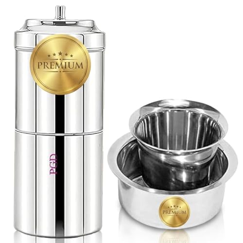 Image of Premium Stainless Steel South Indian Filter Coffee Maker with Dabra Set | Traditional Drip Decoction Coffee Filter | Durable, Rust-Proof | Ideal for Authentic Filter Coffee Lovers