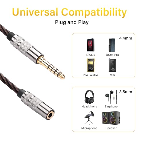 Cable adaptador de audio 4.4mm a 3.5mm SinLoon 15cm miniatura 6