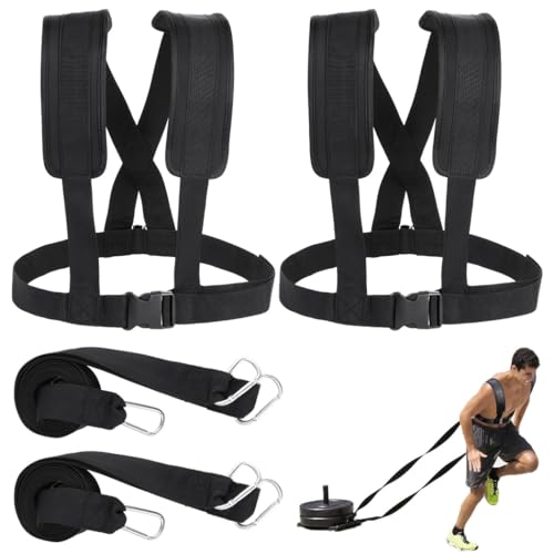 2 Pack Sled Harness for Exercise Physical Football Running Resistance Training Rope Kit Tire Pulling...