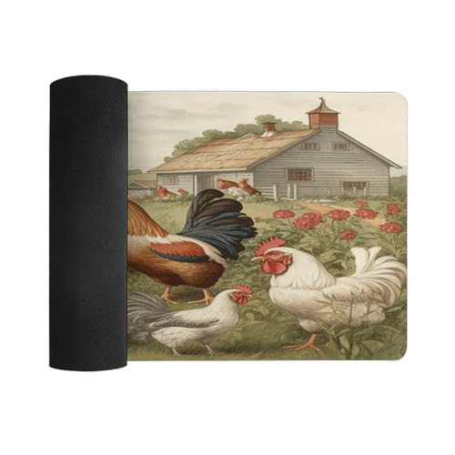 Chickens and Farm Pad para Escritorio Grande de Caucho miniatura 3
