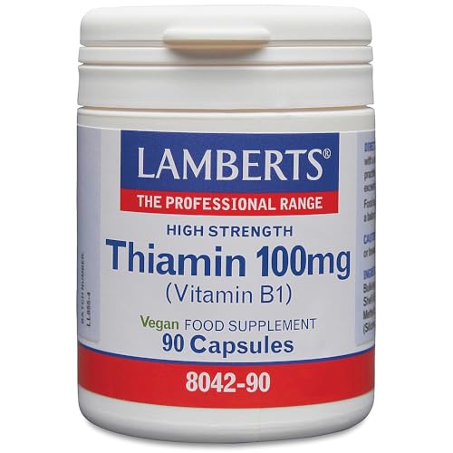 Lamberts Thiamin Capsules – High Strength Vitamin B1 100mg – Supports Energy & Nervous System – 90 Capsules