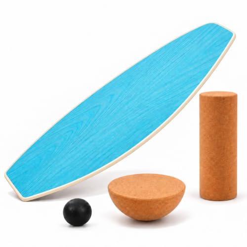 Balance Board Erwachsene | Surfing Balance Board Set | Holz Balanceboard | Rutschfeste Oberfläche für Surf Core-Training, Fitness, Reha & Koordination,inkl. Rolle, Halbkugel ,Balance Ball