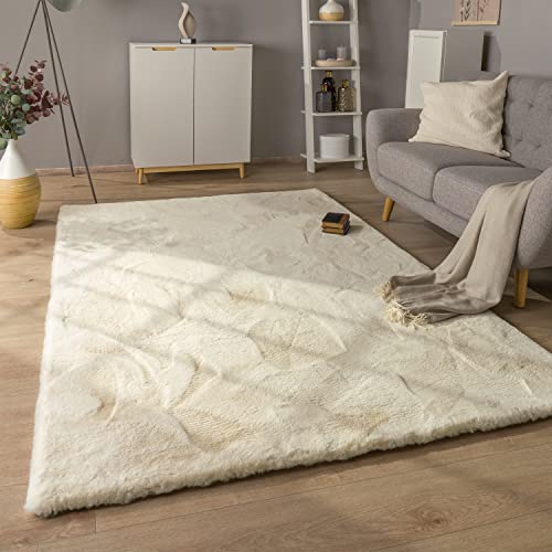 Paco Home Hochflor Teppich Wohnzimmer Schlafzimmer Modern Flauschiger Fellteppich Fell Imitat Kunstfell Langflor, Grösse:160x230 cm, Farbe:Creme Paco Home Hochflor Teppich Wohnzimmer Schlafzimmer Modern Flauschiger Fellteppich Fell Imitat Kunstfell Langflor, Grösse:160x230 cm, Farbe:Creme