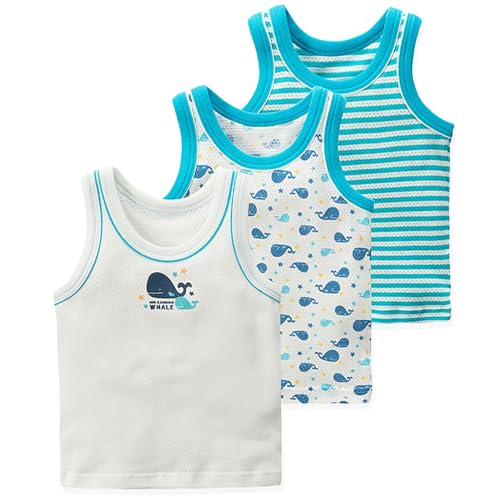 Image of Boys Vests Sleeveless Tank Top 12M Whale, 3 Pack
