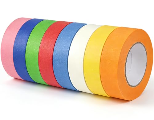 8 Roll Colored Masking Tape - 1 Inch Wide