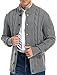 Aimeilgot Mens Fashion Casual Slim Fit Button Down Cable Knitted Stand Collar Cardigan Sweater(Dark Gray,Small)