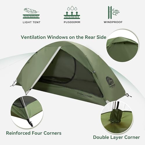 1-Person Backpacking Tent for Camping - Ultralight & Waterproof Outdoor Camping Tent One Person, Easy Set Up Compact Single Person Tent, Lightweight One Man Tents for Hiking by Und image 2
