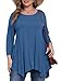 BELAROI Women 3/4 sleeve Swing Tunic Tops Plus size T Shirt (3X, Steel Blue)