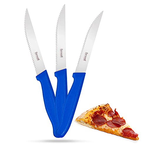 Fixwell® - Cuchillo multiusos azul I afilado universal para pizza, panecillos y demás – muy duradero, inoxidable, apto para lavavajillas y alimentos | 100% fabricado en Alemania desde 1955