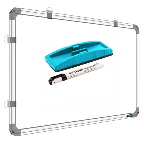 Image of Non-Magnetic 2x3 Feet (23x35 Inch) Double Sided Whiteboard and Chalkboard Both Side Writing Board with 1 Marker & 1 Duster - Set of 3 Items