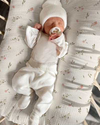 Image of Muslin Baby Lounger Cover 2 Pack, Soft Breathable Newborn Lounger Pillow Cover for Boys Girls Infant (Petal Leaf)
