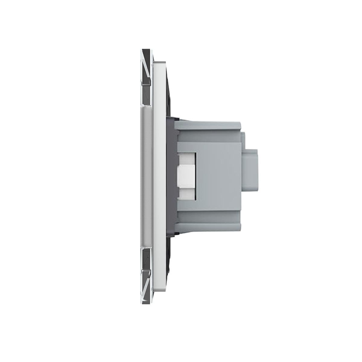 LIVOLO Touch Dimmer Lichtschalter und Schuko Steckdose für Unterputz inkl. Glasblende aus Kristallglas in Weiß
