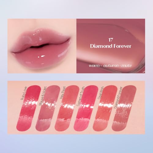 Image of ETUDE Over Glowy Lip Stain Tint #17 Diamond Forever | Non-Sticky Vegan Lip Tint | Moisturized & Long-lasting Lip Gloss | Daily Tint for Dry Lips, Korean Makeup, K-beauty, Perfect for Gift