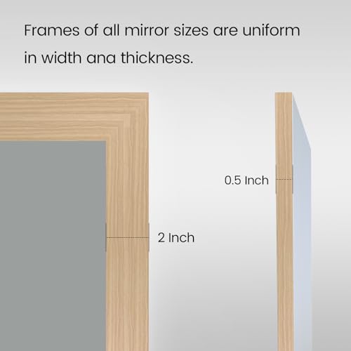 Amorho 40X36 Inch Bathroom Mirror for Wall, Oak Wood Grain Metal Framed Mirror, Anti-Rust, Hang Horizontally/Vertically, Suitable for Vanity, Bedroom, Farmhouse, Bathroom