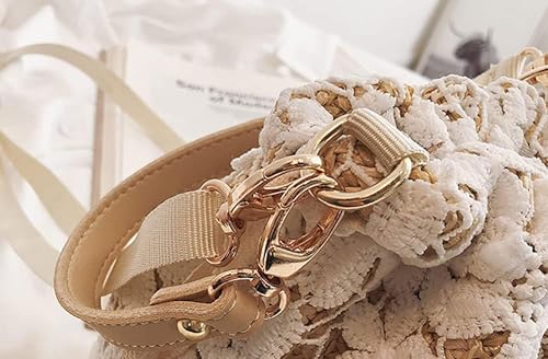 Bolso de paja tejido para mujer estilo cubo miniatura 7