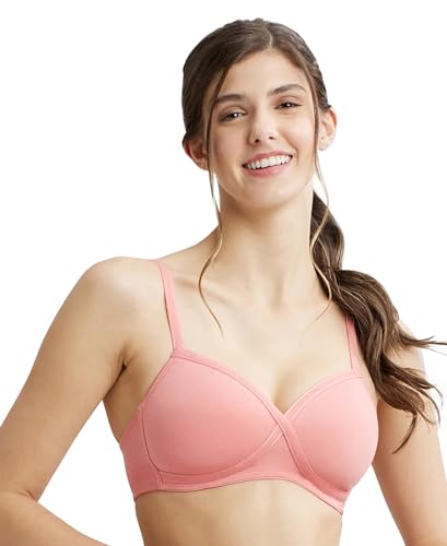 Image of Jockey FE40 Women Wirefree Padded Super Combed Cotton Elastane Stretch Full Coverage T-Shirt Bra with Cross Over Fit