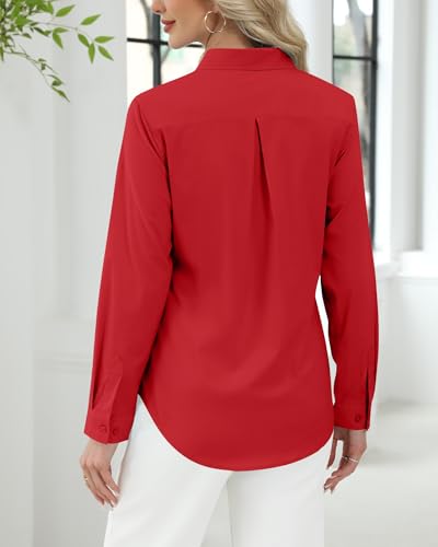Image of J.VER Button Down Shirts for Women Stretch Collared Long Sleeve Dress Shirt | Business Casual, for Work Office, Meetings, Dinner, Dates, Travel, Leisure, Elegant, Workout, Social Gathering, Commute