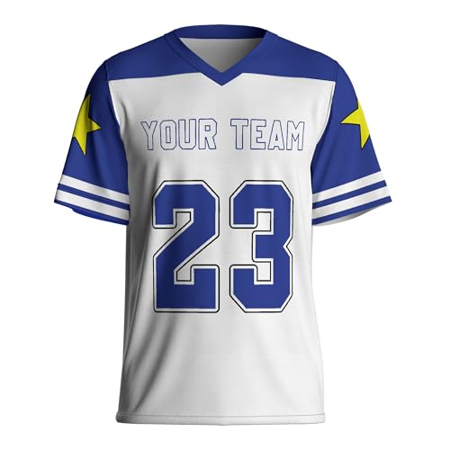 Your Team Custom Jersey for Men Women Football Jersey Personalized Shirts Short Sleeve T Shirt Baseball Jersey C2 Blue White