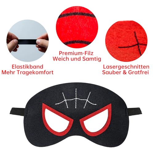 GOACRS Party Maske Set, 12 Stück Cartoon-Spinne Cosplay Filzmasken, Maskenball Halbmaske für Karneval Fasching Halloween Kostüme, Mitgebsel für Kindergeburtstag oder Gastgeschenke für Jungen Mädchen