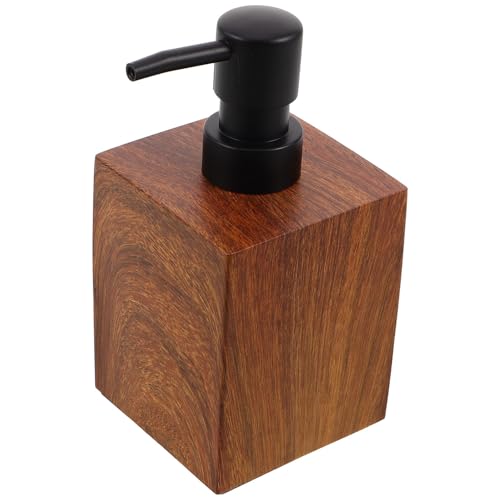 iplusmile 木目調洗手液装瓶 ポンプ式詰め替えボトル 耐久性レジン製 ハンドソープ ローション 食器用洗剤対応 洗面所 キッチン バスルーム用