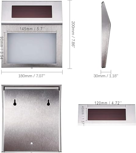 MOLVCE Edelstahl Hausnummer Solar Beleuchtete 2 LEDs Solarhausnummer mit Dämmerungsschalter IP65 Wasserdicht Außen mit Nummern 0-9 & Buchstaben A-H
